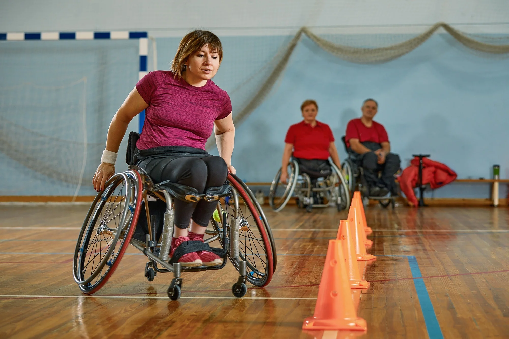 Competitions of the disabled at the stadium.